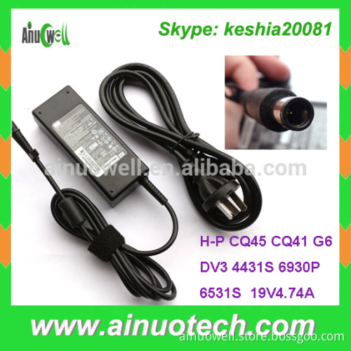 Original new CQ45 CQ41 G6 DV3 4431S 6930P 6531S laptop charger for HP 19V 4.74A 90W ac adapter replacement